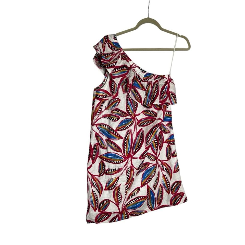 J.Crew Factory One Shoulder Ruffle Sleeve Linen Blend Mini Dress Size Small